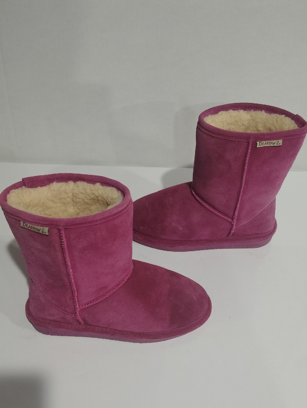 Bear Paws Girl's Pink Suede Shearling-Lined Winter Boots - Berry Size 4